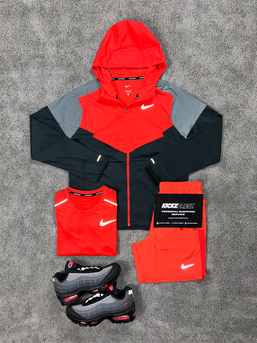 NIKE MEN’S 3-PIECE WINDRUNNER CRIMSON RED & BLACK SET