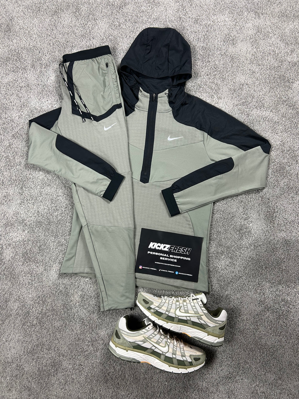NIKE PERFORMANCE HALF-ZIP LIGHT KHAKI TRACKSUIT