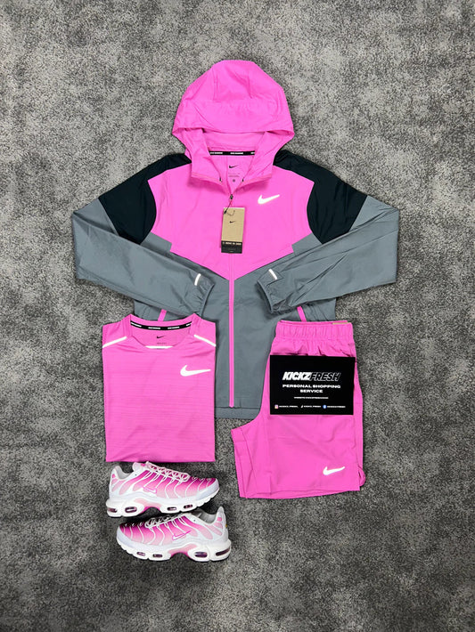 NIKE MEN’S 3-PIECE WINDRUNNER HYPER BLACK & PINK SET